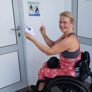eurosleutel voor gehandicapten toiletten wordt toegepast door Jacqueline